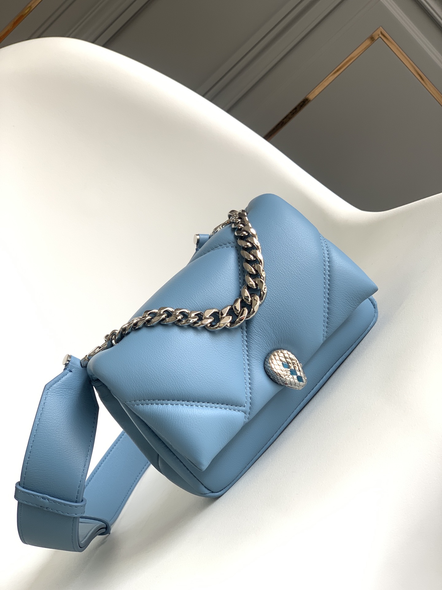 Bvlgari Serpenti Cabochon Crossbody Mini Bag Blue